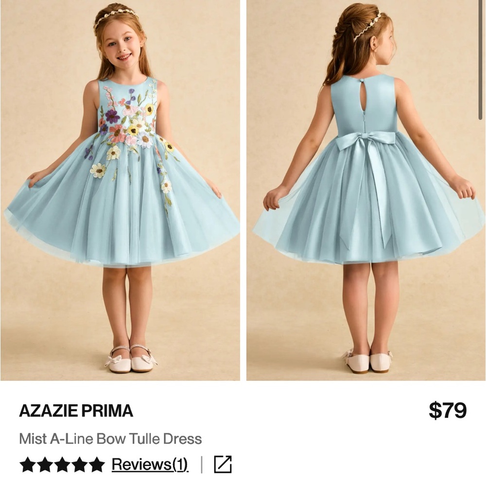 Azazie Prima Mist Floral dress size 6 EUC
